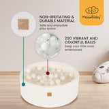 MEOWBABY Soft Foam Runde 90 x 30 cm Ball Bath con 200 Piezas Bolas para bebés y niños pequeños - Baby Running Stable & Play Room Essentials, Espuma Baths, bouclé, Blanco: Blanco/transparen