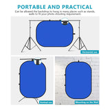 Neewer 5 x 7 pies / 1,5 x 2 m - Fondo plegable con soporte de 8,5 pies / 2,6 m, panel de fondo verde azul verde reversible 2 en 1 para estudio de fotografía, transmisión en vivo, videollamadas, juegos