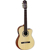 ORTEGA Classical Guitar The Privat Room 44 incluye funda y Correa de cuero con Apoyabrazo Electronic NT Natural STRIPEDSU.CE