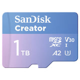 SanDisk Creator Tarjeta microSDXC UHS-I 1 TB con Adaptador (para Smartphone, Cámaras y Drones, 4K, 5.3K, A2, C10, V30, U3, Velocidades hasta 190 MB/s, 3 meses a Adobe Lightroom incluida)