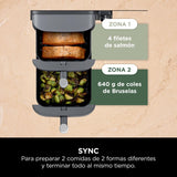 Ninja Double Stack XL Freidora de aire, 9,5 l, Doble cesta vertical, 4 niveles de cocción, 2 cestas y 2 rejillas, diseño para ahorrar más espacio, 6 funciones de cocción, 8 porciones, en gris, SL400EU