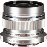 Olympus M. Zuiko Digital ED 12mm f/2.0 Lente para Micro 4/3 Cámaras (Plata)