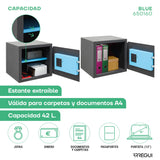 ARREGUI Blue 650160 Caja Fuerte de Acero con Cerradura Electrónica | 38x35x36 cm | 42 L | Caja de Seguridad para Casa y Hogar | Teclado con Códigos Programables | con Llave de Emergencia | grafito