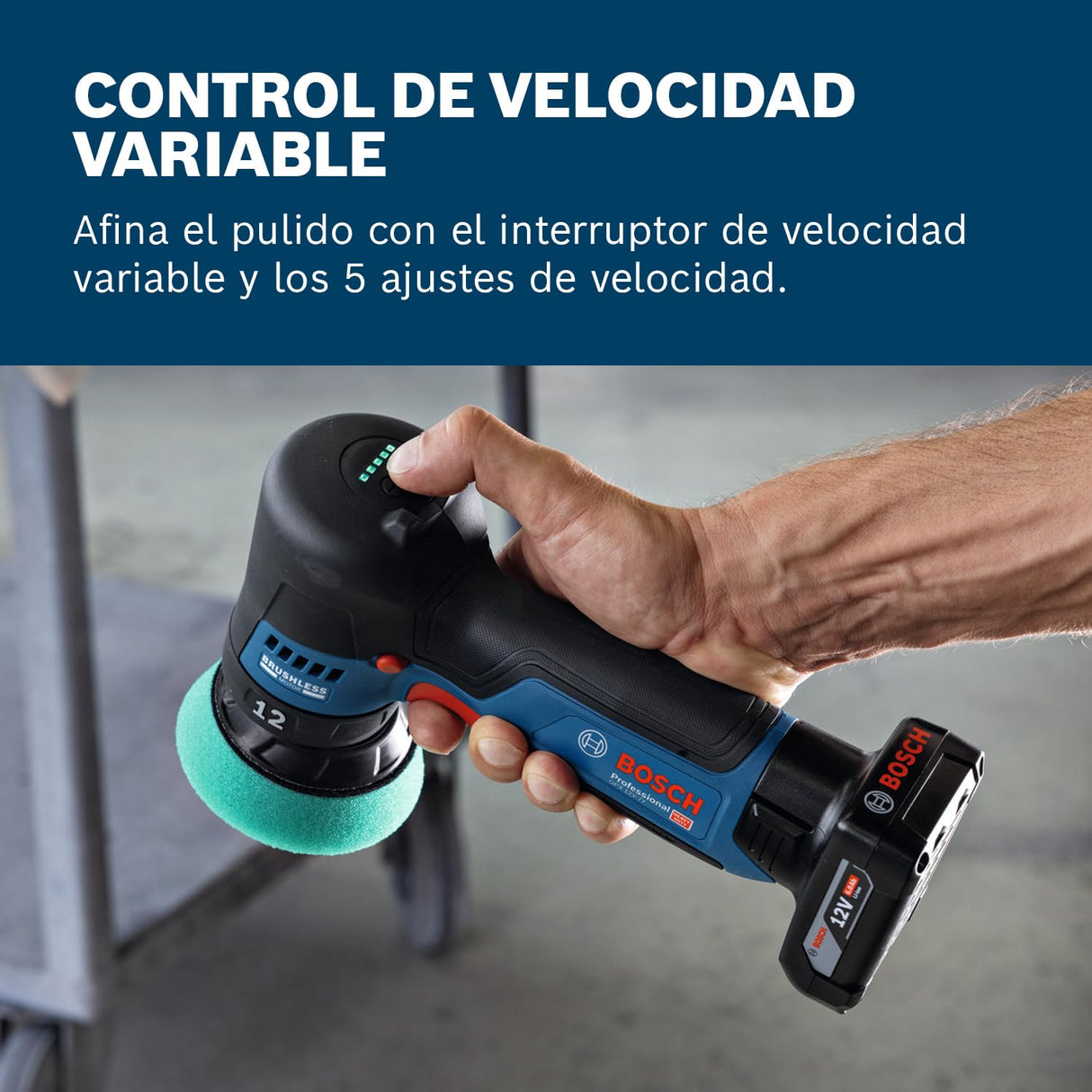 Bosch Professional 12V System pulidora a batería GPX 12V-77 (incl. plato de caucho montado con cierre por contacto de 77 mm, plato de espuma de corte y pulido de 77 mm)