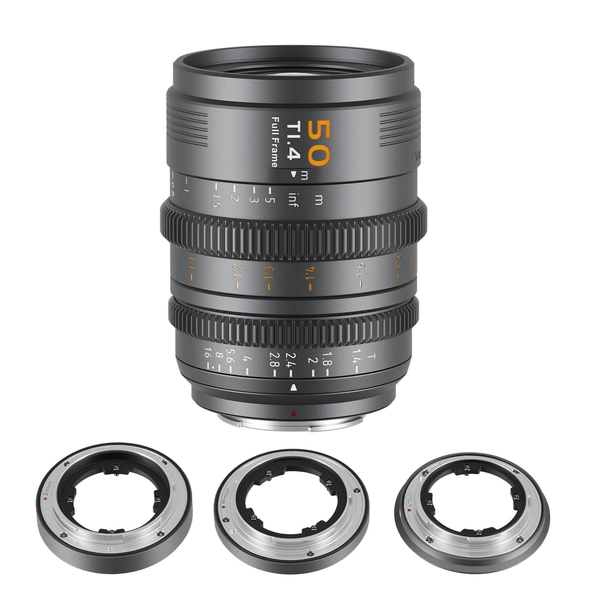 SIRUI VP-1 Vision Prime 1 T1.4 Full Frame Cine Lens, 50mm Lente de Cine de Enfoque Manual con E Montura, Interchangeable RF/Z/L Monturas, 1 Lens para 4 Monturas (Metal Gray, E/RF/Z/L Monturas)