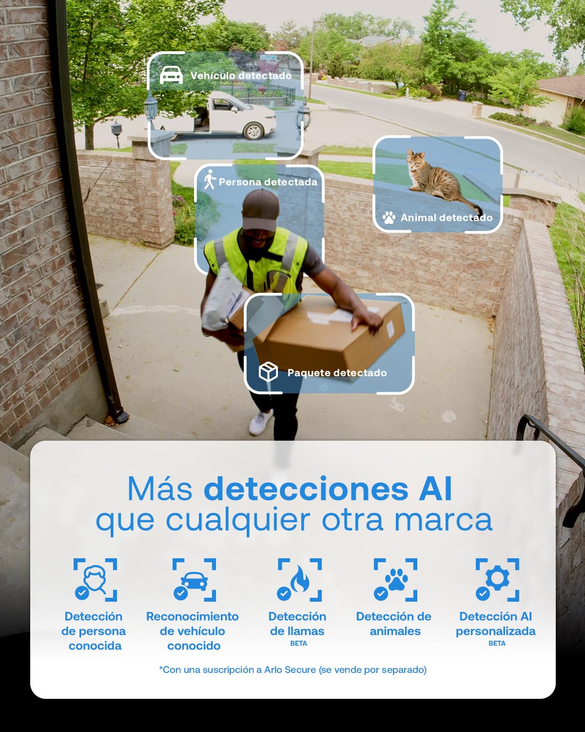 Arlo Floodlight 2K, Cámara Wi-Fi para Exteriores, Calidad 2K HDR, Gran Angular de 160°, visión Nocturna en Color, Sirena de Alarma, comunicación bidireccional, Prueba de Arlo Secure, 1 cámara