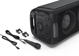 Sharp PS-949 Xparty Street Altavoz Portátil, Bluetooth, a Prueba de Salpicaduras, con Efectos de Luces, Efectos de DJ y Micrófono Incluido.
