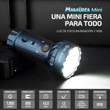 OLIGHT Marauder mini Linterna Táctica LED Linterna de Alta Potentcia Recargable 7000 Lúmenes 600 Metros 35.5 Horas Max. Linterna Práctica de Trabajo Exterior al Aire Libre(Azul Oscuro)