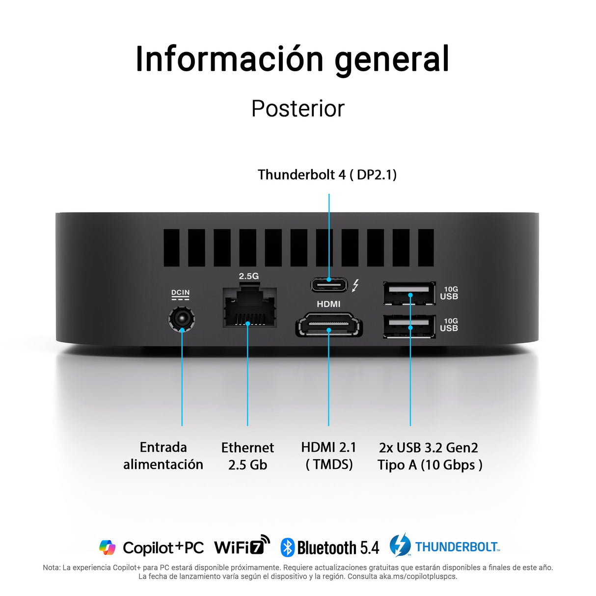 ASUS NUC Pro AI Mini PC, Procesador Intel Core Ultra 9 288V, Intel ARC Graphics, 32GB RAM DDR5, 1TB SSD, Windows 11 Home, Copilot+, Negro