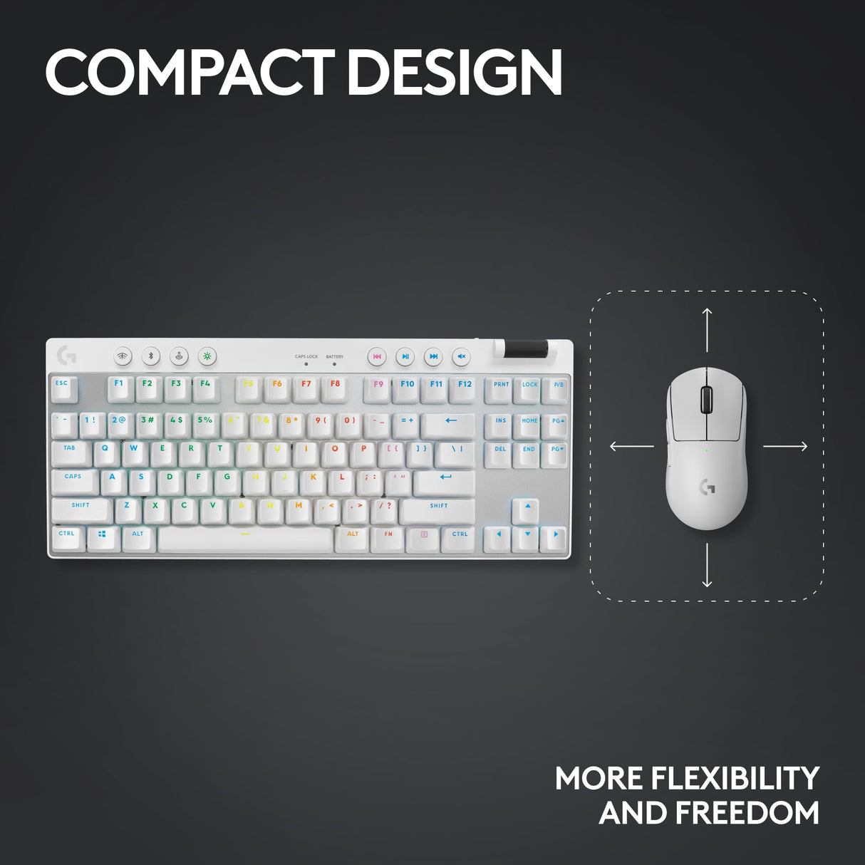 Logitech G Pro X TKL Lightspeed, Teclado inalámbrico para Gaming- Blanco - UK - Tactile