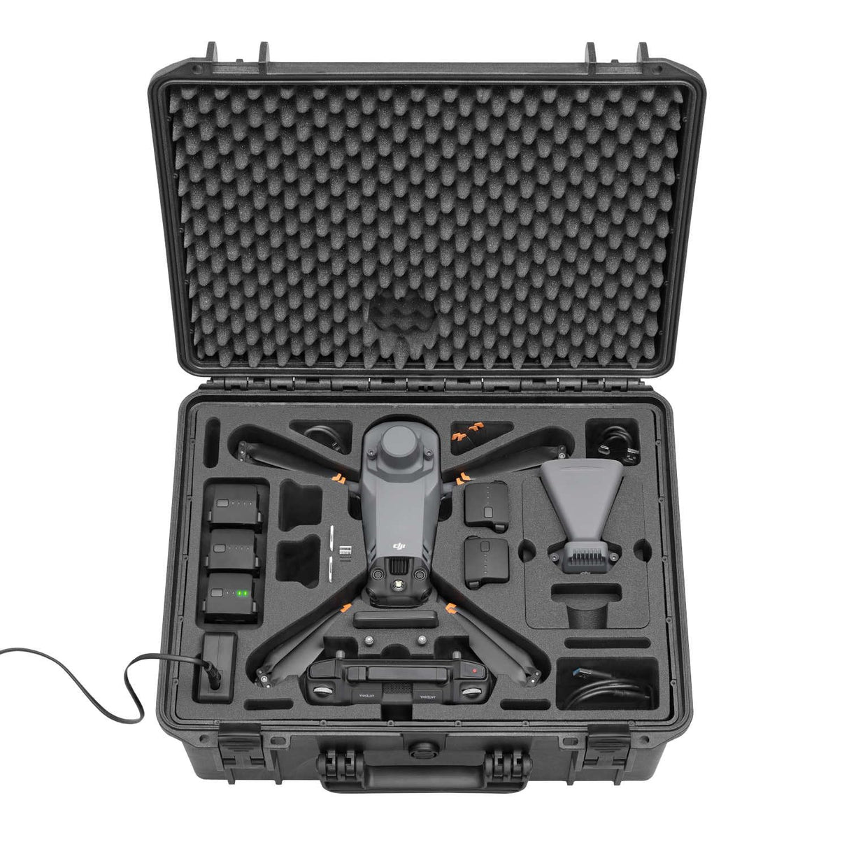 TOMcase Maleta Exterior Ready To Fly para dji Mavic 3 Enterprise/Thermal/Multispectral, Plus Combo, RC Pro Controller, Cargar en la Caja, IP67 Caso Impermeable - Made in Germany (Negro)