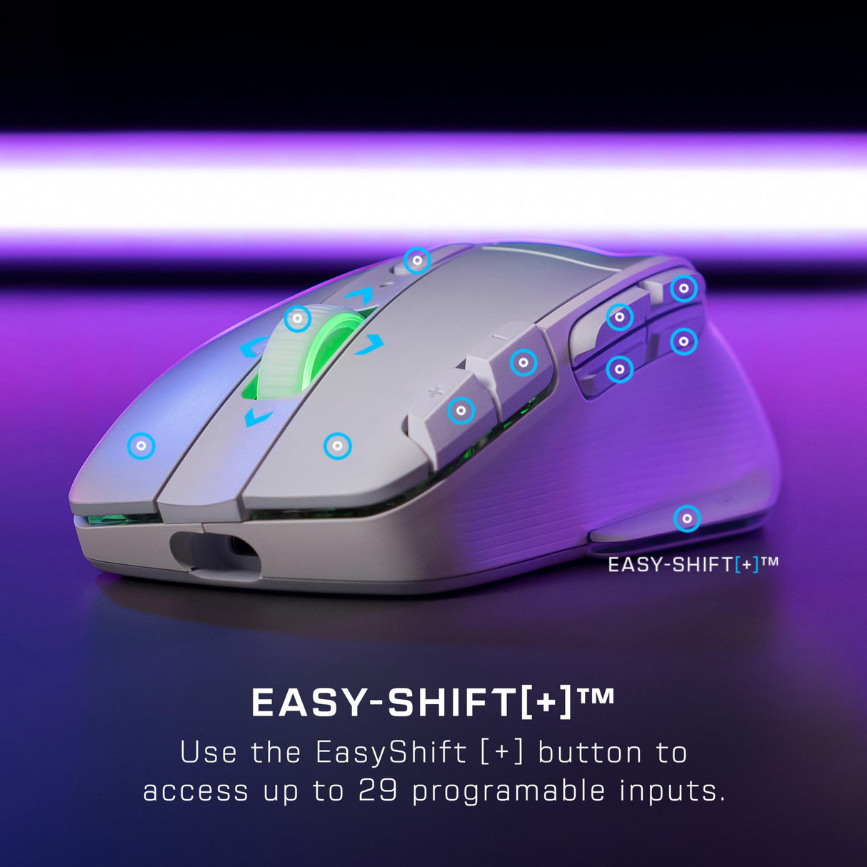 Turtle Beach Kone XP Air - mouse de juego RGB ergonómico inalámbrico personalizable, sensor óptico de 19,000 ppp, batería de 100 horas de duración y base de carga - Blanco