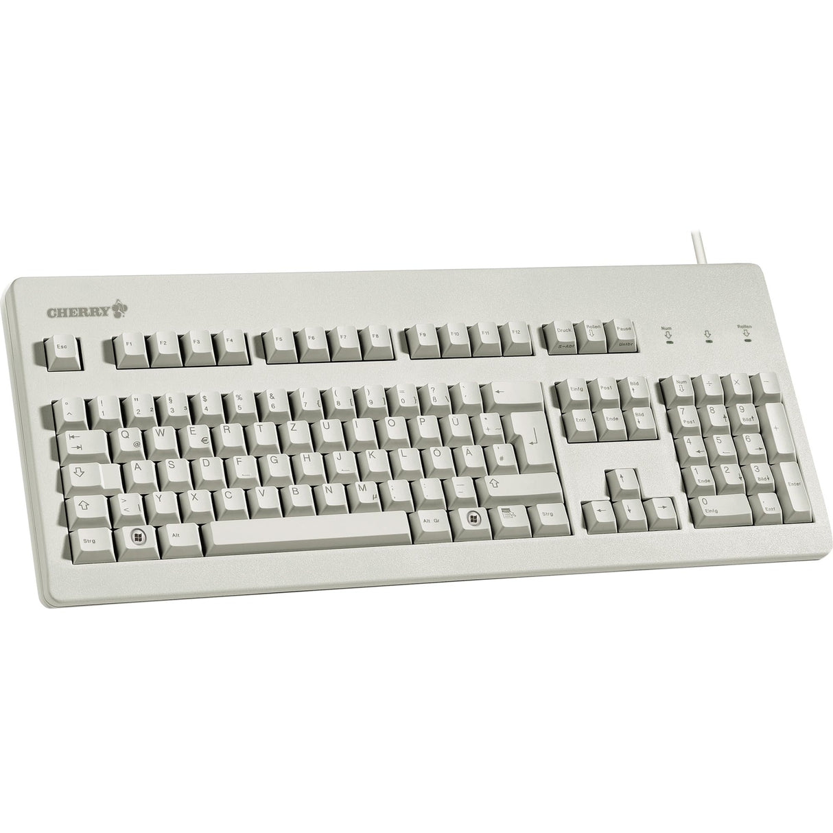 CHERRY G80-3000, Teclado Mecánico con Cable, Distribución de Teclado Español (QWERTY), Conexión USB, Robusto, Teclas Programables, Switches CHERRY MX BLACK, Gris Claro