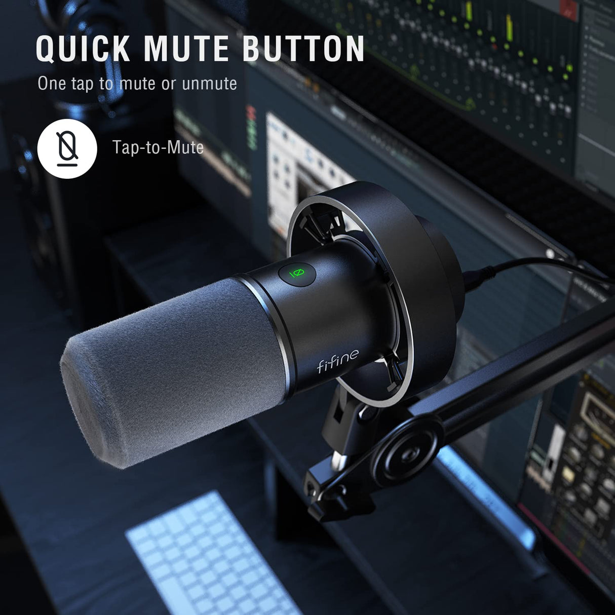 FIFINE XLR Studio Micrófono Dinámico de Podcast, RGB Gaming Micrófono USB per Ordenador PS4 PS5, para Podcast Estudio Streaming Podcasting Grabación