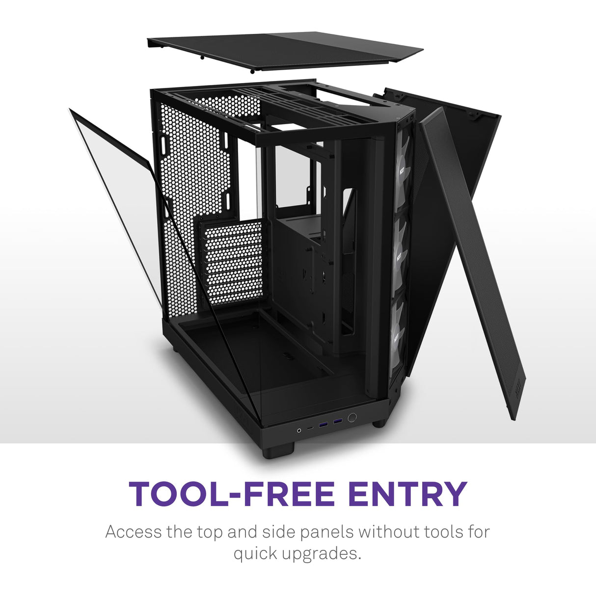 NZXT H6 Flow RGB Caja PC Gaming ATX | Mid-Tower de Cámara Dual Compacta| | Incluye 3 Ventiladores de 120 mm RGB | Paneles de Cristal Panorámicos | Color Negro | CC-H61FB-R1