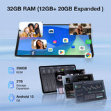 DOOGEE T20 Ultra Tablet Android 13, 12 Pulgadas, 32 GB + 256 GB (TF 2TB) Helio G99 Octa-Core Tablet Táctil, 10800mAh, Pantalla 2.4K, 16MP+8MP, 4G LTE /5G WiFi Tablet Gaming, GMS/GPS/Widevine L1