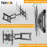 Nanook 2120 Soporte de Pared de Brazo Largo para televisores de 42 a 75 Pulgadas, Extensión Extra Larga de hasta 120 cm, Soporte de TV Que Permite Movimiento Completo, Soporta un Peso de hasta 40 kg