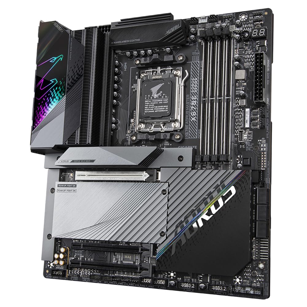GIGABYTE X670E AORUS Master Placa Base - Compatible con AMD Ryzen 9000 Series CPUs, 16+2+2 Phases Digital VRM, up to 8000MHz DDR5 (OC), 2xPCIe 5.0 + 2xPCIe 4.0 M.2, Wi-Fi 6E, 2.5GbE LAN