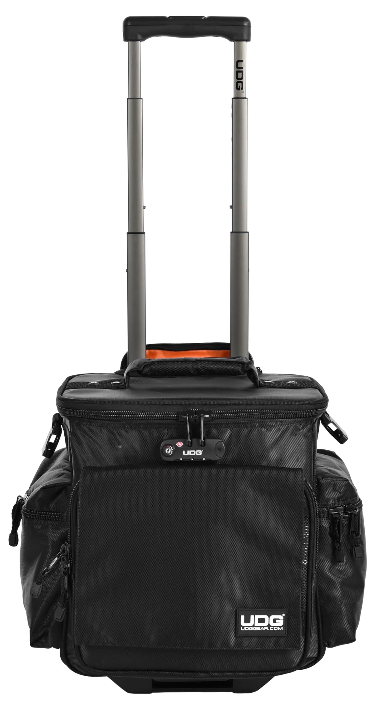 UDG U9981BL/OR Deluxe - Maletín con ruedas para dj (interior de color naranja), color negro