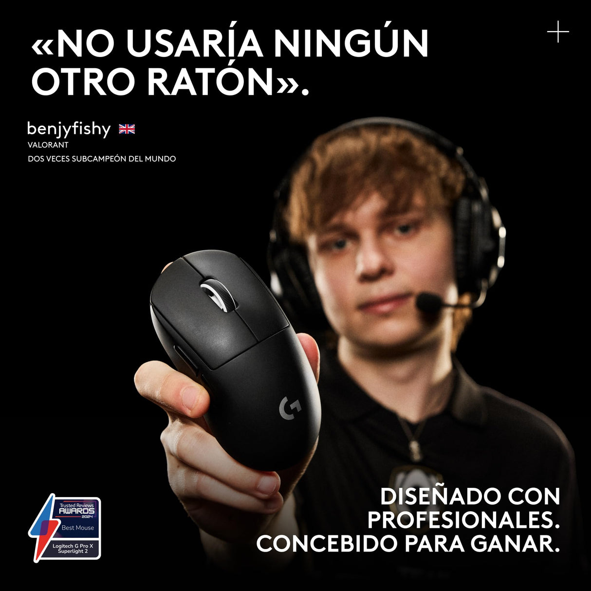 Logitech G PRO X SUPERLIGHT 2, Ratón inalámbrico para gamingratón Pro-Grade de 60 g con 5 botones programables, sensor de 44 000 DPI, velocidad de respuesta de 8 kHz, carga USB-C para PC/Mac - Negro