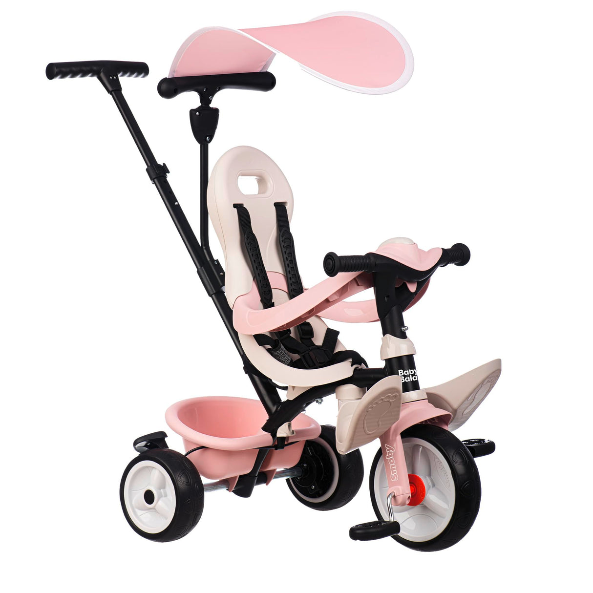 Smoby Triciclo Baby Balade Rosa Progresivo 3 en 1 - Freno, Asiento Ergonómico, Parasol Anti-UV, Ruedas EVA, para niños a Partir de 10 Meses (7600741404)