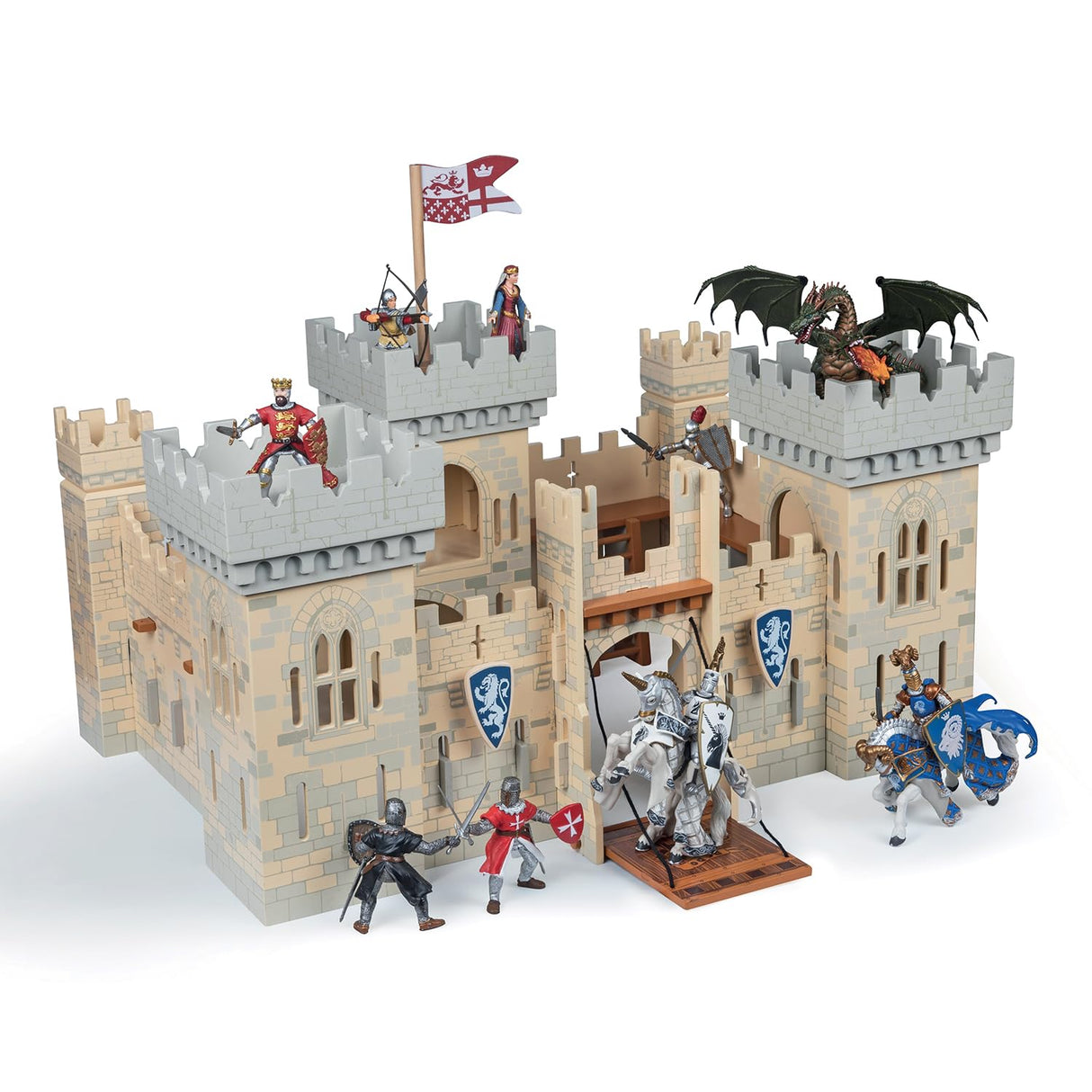 Papo - El Castillo del Caballero 60002, 58cm, Universo Medieval Multicolor para Niños a Partir de 3 Años - Juego de rol Histórico Que Enriquece la Imaginación