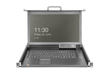 DIGITUS Consola KVM LCD HD de 17", VGA de 8 Puertos, Teclado alemán