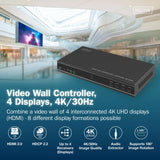 DIGITUS DS-55358 – Controlador de videowall HDMI – Señal de Entrada UHD 4k 60 Hz a través de HDMI 2.0 o USB-C – Salida 4k 30 Hz – Modos de visualización 1x1, 2x1, 3x1, 4x1, 1x2, 1x3, 1x4, 2x2