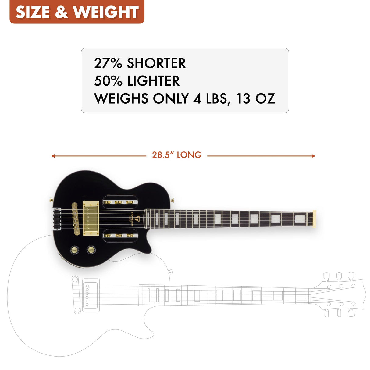 Traveler Guitar Guitarra eléctrica personalizada EG-1, negro brillante (EG1C BKG)