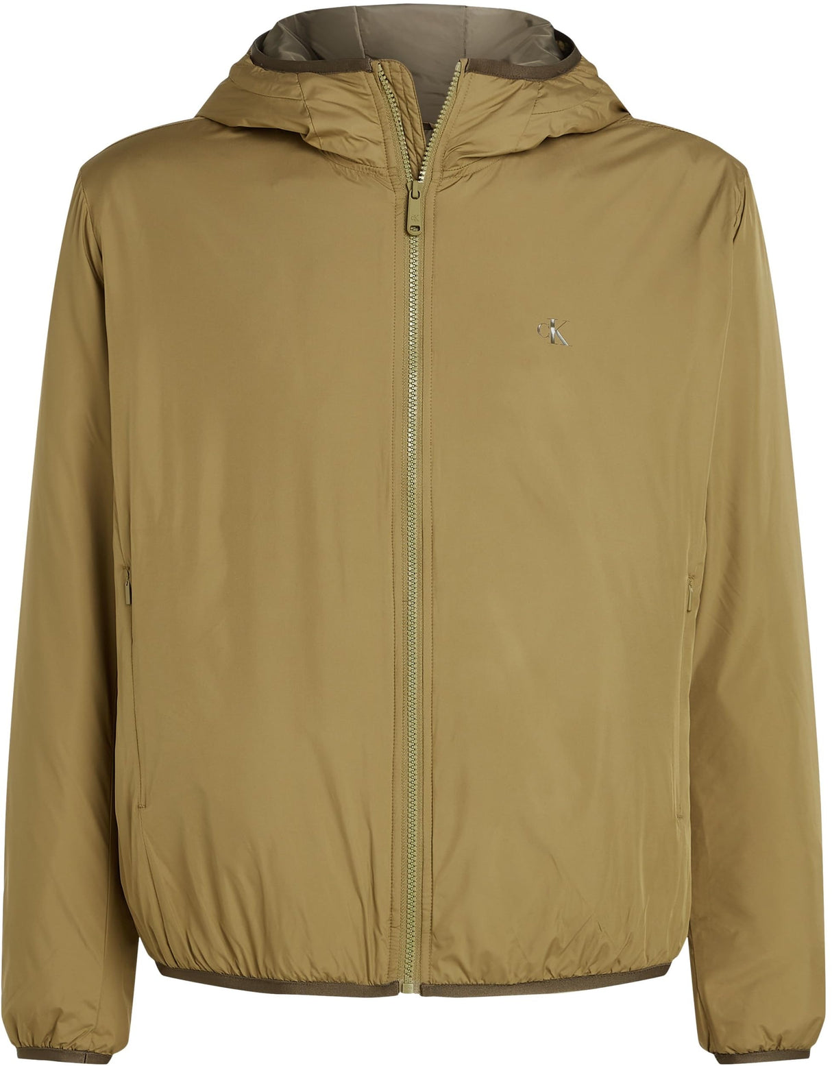 Calvin Klein Chaqueta cortavientos Hombre Hi-Neck con capucha, Verde (Gothic Olive), XS