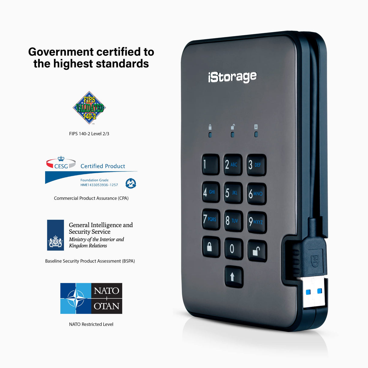 iStorage diskAshur PRO2 SSD 16TB | Disco Duro de Estado Sólido | FIPS Nivel 2 | Resistente al Polvo/Agua | Cifrado Hardware. IS-DAP2-256-SSD-16000-C-G