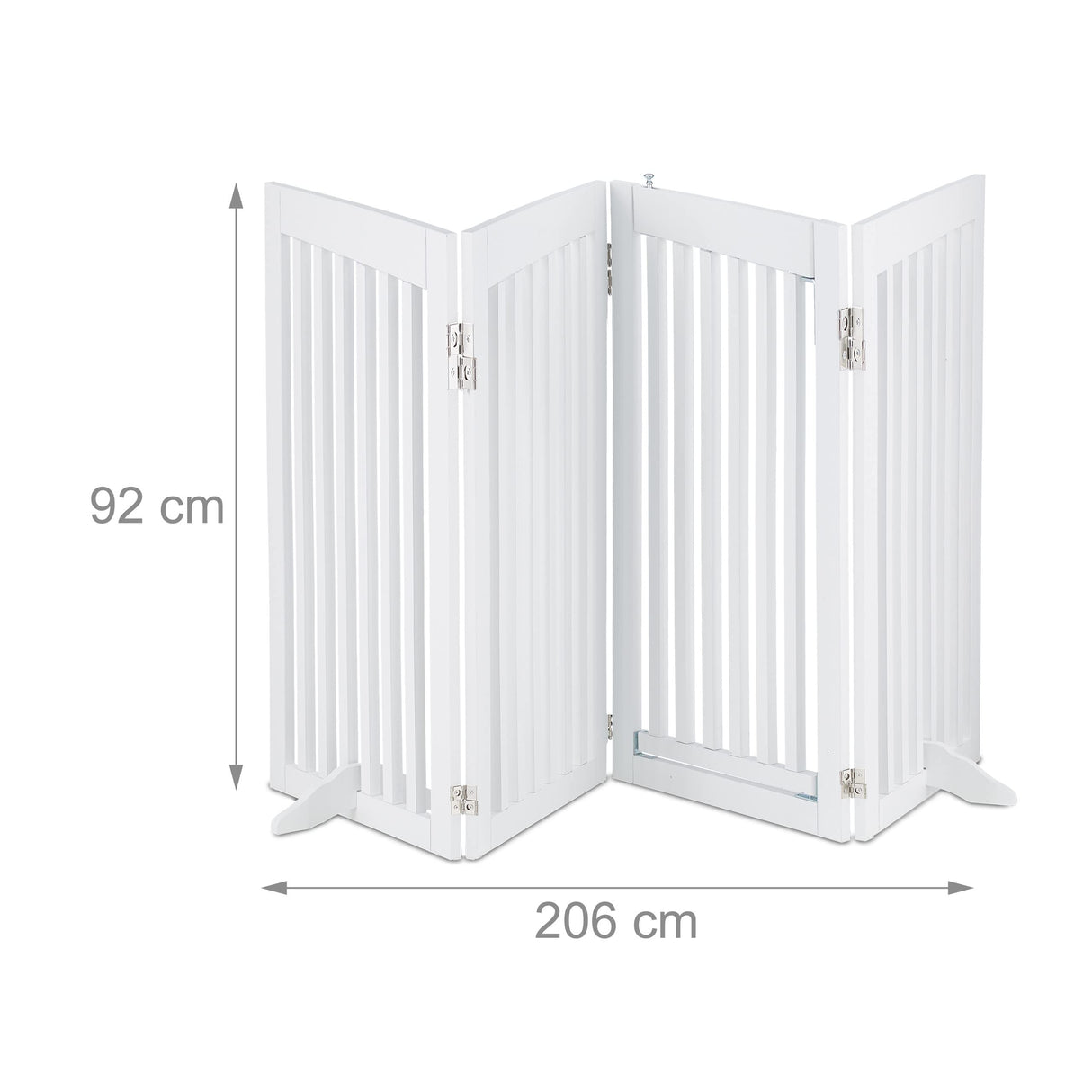 Relaxdays Barrera Seguridad Niños, Valla Protectora, Puerta, 92x206cm, Plegable, Cerca Protección Bebés, Perros, Blanco, Fibra Vegetal