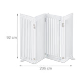 Relaxdays Barrera Seguridad Niños, Valla Protectora, Puerta, 92x206cm, Plegable, Cerca Protección Bebés, Perros, Blanco, Fibra Vegetal