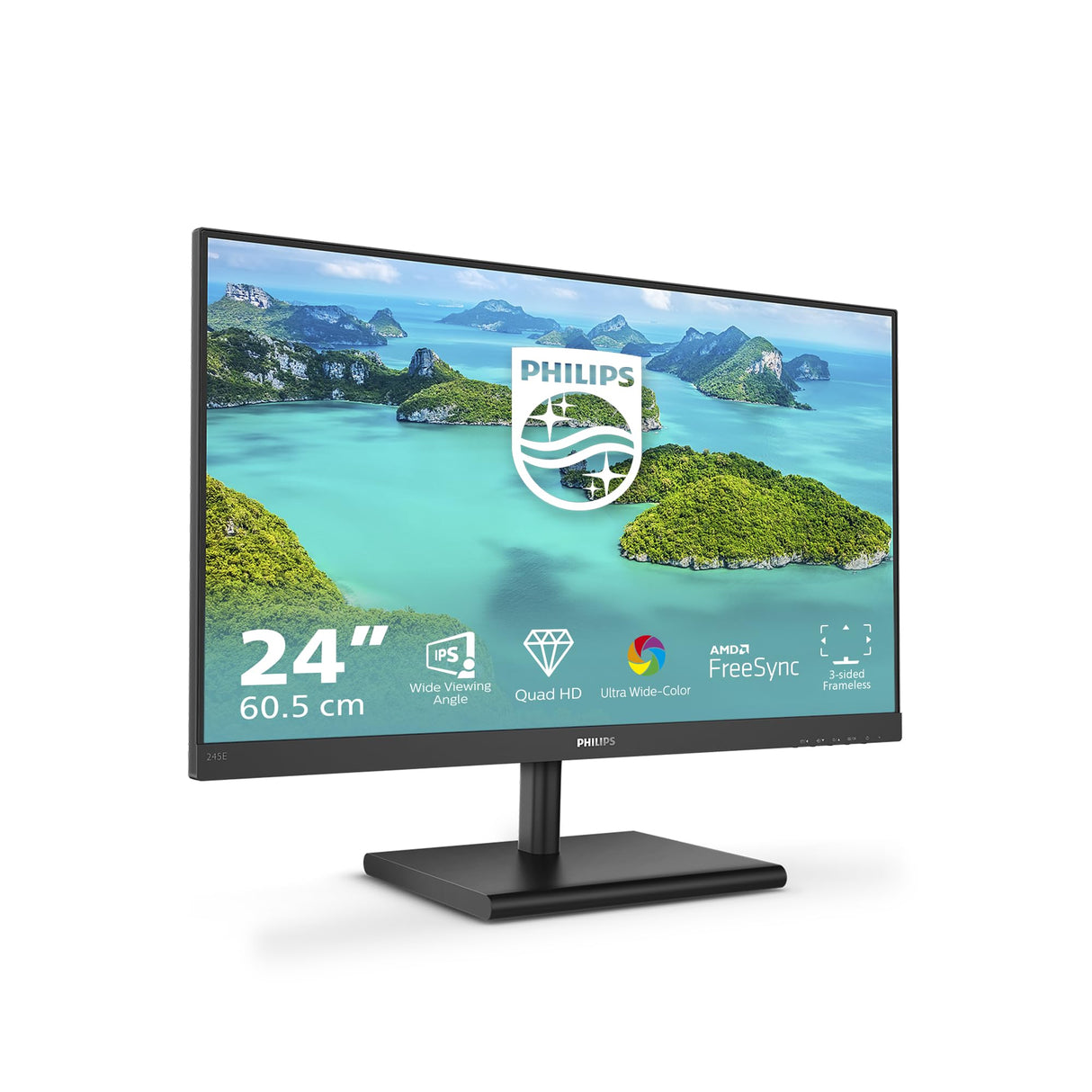 Philips Monitors 245E1S/00-24",QHD, 75Hz, IPS, FreeSync (2560x1440 250cd/m, HDMI 1x1.4, Displayport)