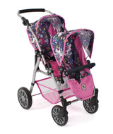 Bayer Chic 2000 - Cochecito para muñecas Twinny, Cochecito Doble para Dos muñecas, Cochecito Gemelo para niños de 4 a 8 años, Unicornio, Rosa Marino, 691-43