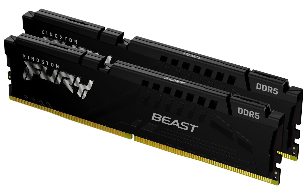 Kingston Fury Beast Negro DDR5 128GB (2x64GB) 5600MT/s CL40 DIMM Memoria Gamer para Ordenadores de sobremesa Kit de 2 AMD Expo e Intel XMP - KF556C40BBK2-128