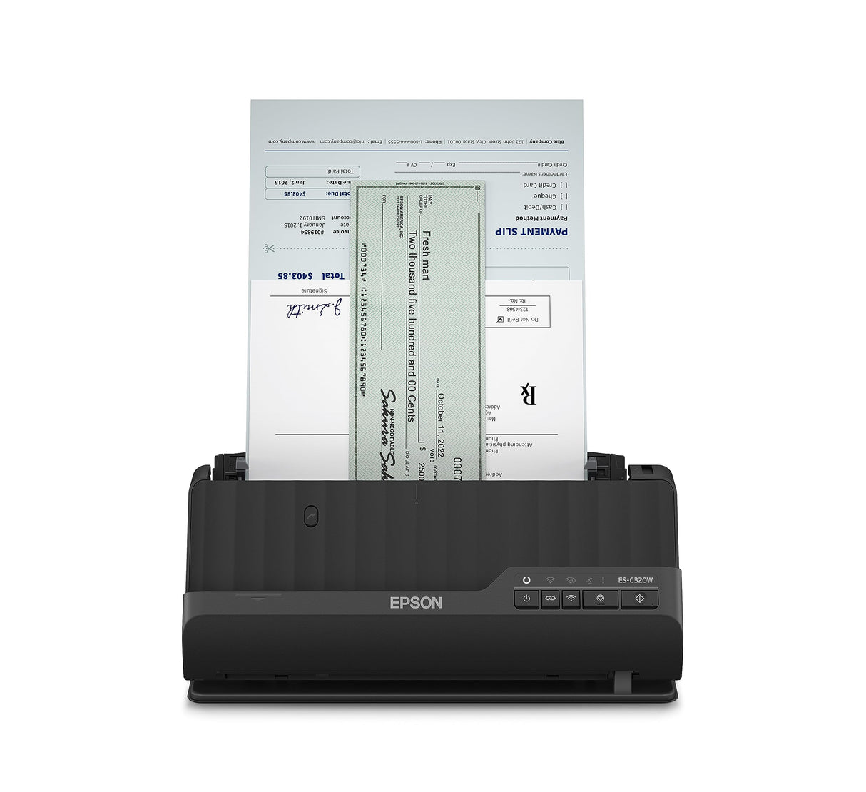 EPSON ES-C320W, Escáner Vertical de Documentos A4, USB, WiFi, Alimentador Automático de Documentos, escaneado Doble Cara (dúplex), Color Negro
