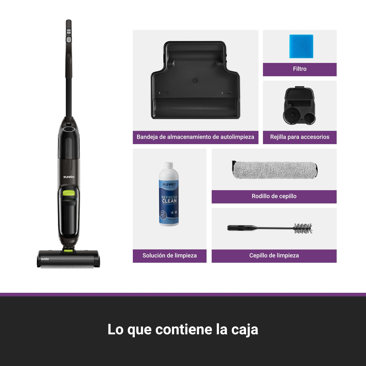 EUREKA NEW400 Gen2 Aspirador Escoba sin Cable en Seco y Húmedo Inalámbrico,Ligero, Aspiradora y Fregona sin Cable, Autolimpieza,Autonomía 30 mins,Tanque Doble,Suelos Duros, Pelo de Mascotas