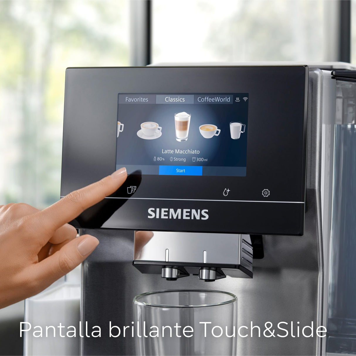Siemens - Cafetera superautomática EQ700, pantalla Touch&Slide, coffeeWorld, Home Connect, acero inoxidable y blanco, TQ715R03