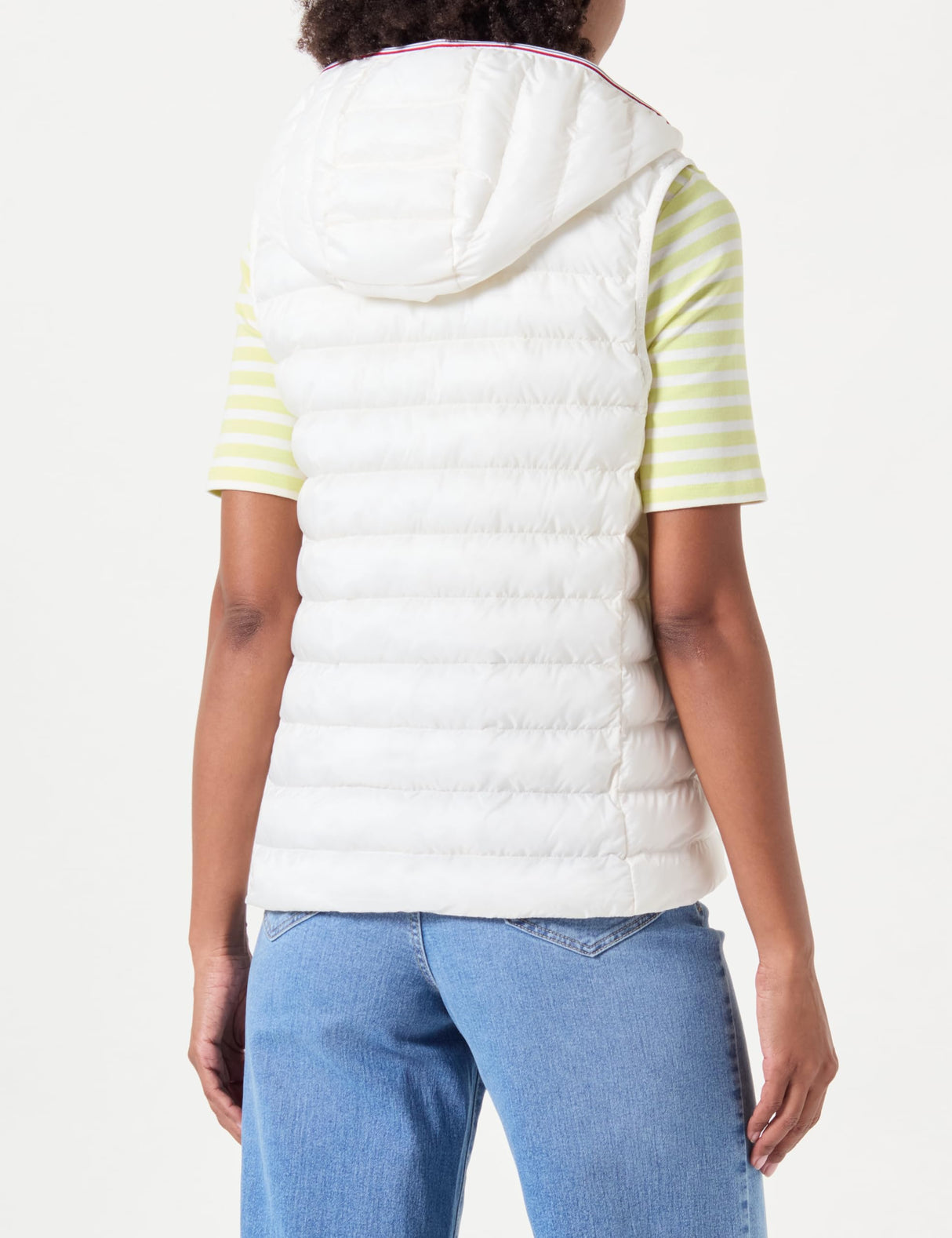 Tommy Hilfiger Mujer Chaleco Padded Global Stripe Chaleco Acolchado, Beige (Ancient White), XXS