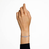 Swarovski Pulsera Gema, Tallas mixtas, Flor, Blanca, Baño de rodio