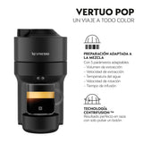 Nespresso De'Longhi Vertuo Pop ENV90.B, Máquina de Café de Cápsulas + Aeroccino Incluido, 4 Tamaños de Taza, Tecnología de Centrifugación, Set de Bienvenida Incluido, 1260W, Negro Regaliz