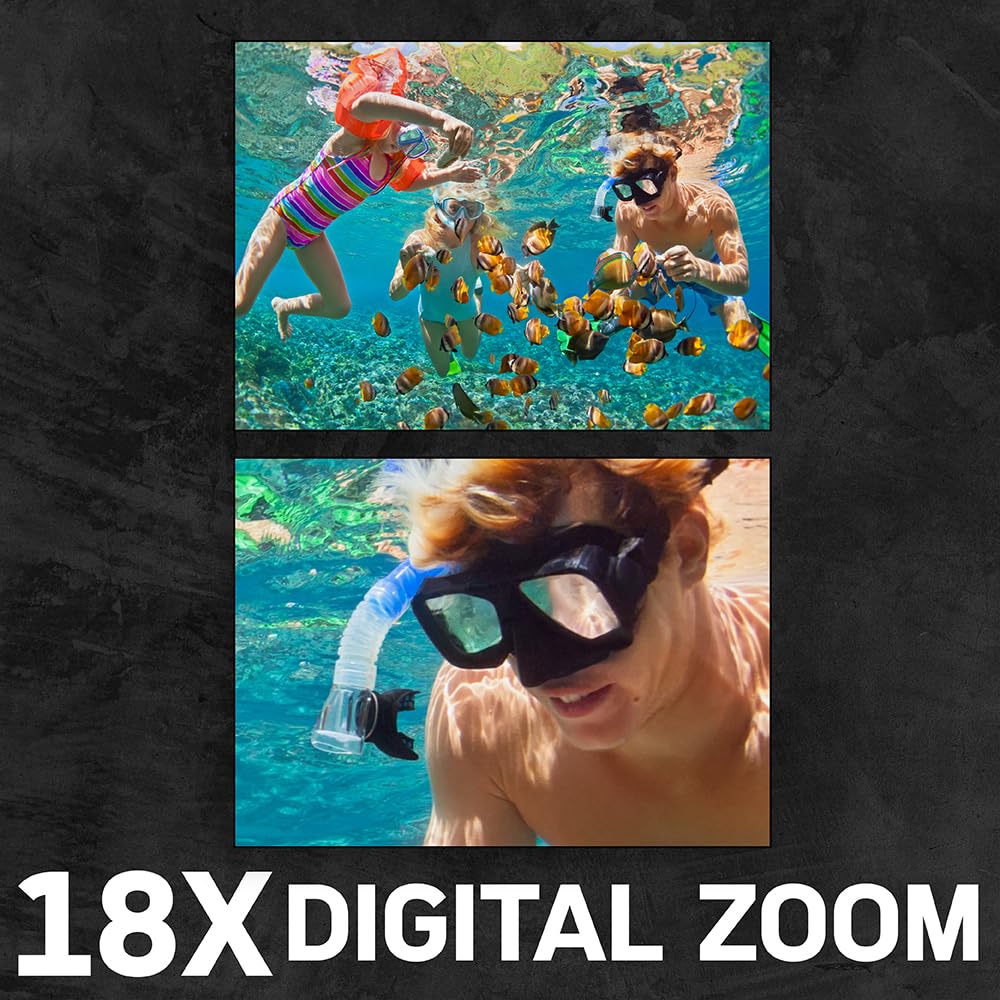 Agfa Photo Realimove CC4000W - Videocámara 4K Resistente al Agua con Pantalla táctil de 3", Zoom Digital de 18x, vídeo 2,7K, Foto 24 MP, LED, batería de Litio - Negro