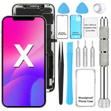 Seafree para iPhone X Pantalla de reemplazo 3D Touch Pantalla LCD digitalizador Conjunto Completo + Herramientas de reparación + Protector de Pantalla + TPU Caso + Sello a Prueba de Agua 5.8 Pulgadas