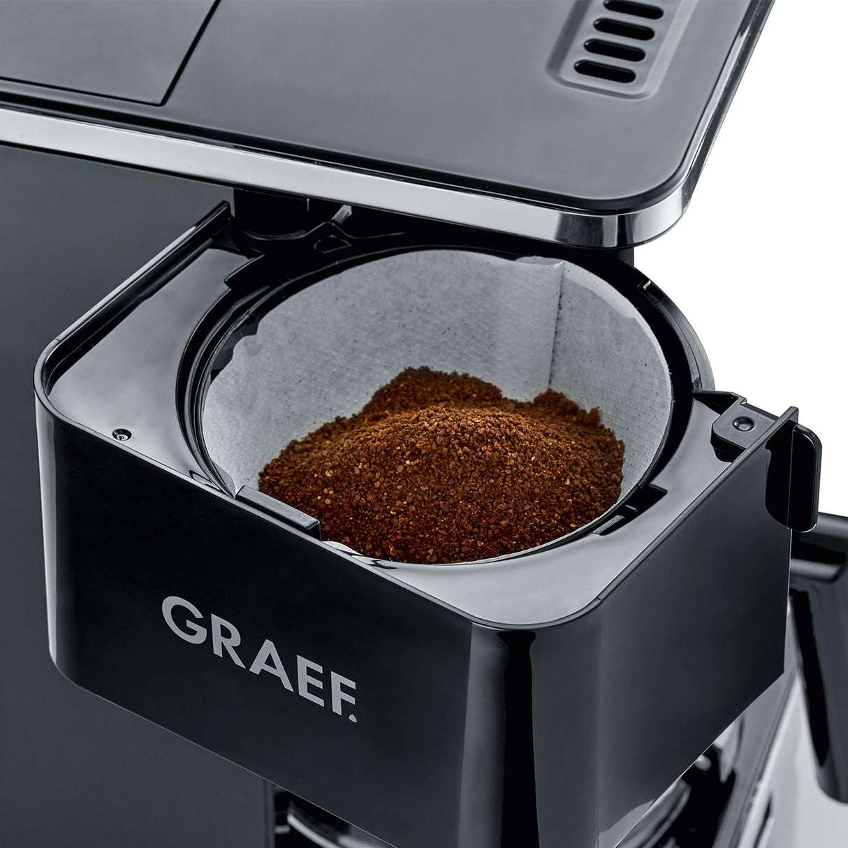 GRAEF Cafetera de filtro FK512 negra temporizador, jarra de vacío de acero inoxidable, indicador del nivel de agua, desconexión automática y optimización del sabor gracias al gran cabezal de infusión