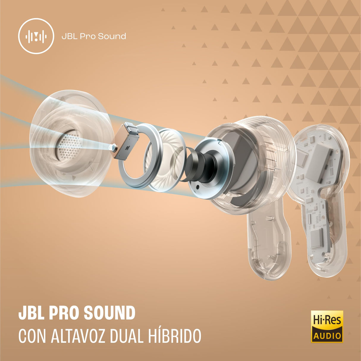 JBL Tour Pro 3, Earbuds inalámbricos True Wireless, estuche de carga inteligente, 40 h de autonomía, Bluetooth, cancelación de ruido adaptativa, JBL Spatial 360 Sound y seguimiento de cabeza, latte