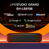 Epson Lifestudio Grand Plus EH‑LS970B | Proyector TV Láser de Ultracorto Alcance | Cine en Casa 4K | 4.000 Lúmenes | Imagen IA | Sonido BOSE | GoogleTV | Pantalla 150 Pulgadas | Garantia5 Años | Negro