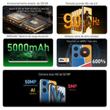 ZTE Nubia Music Smartphone 4G, Pantalla 6.6” HD 90Hz, 4GB RAM Ampliable, 128GB ROM, Cámara 50MP + Frontal 5MP, Dual SIM, Android 14, Unisoc SC9863A, Sonido DTS:X Ultra, Altavoz de 100db