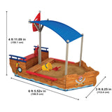 KidKraft Arenero Infantil de Barco de Piratas, Arenero Niños de Madera, Incluye Cubierta, Cubierta de Suelo, Banco, asta de Bandera, Juegos para jardín y Exterior (00128)