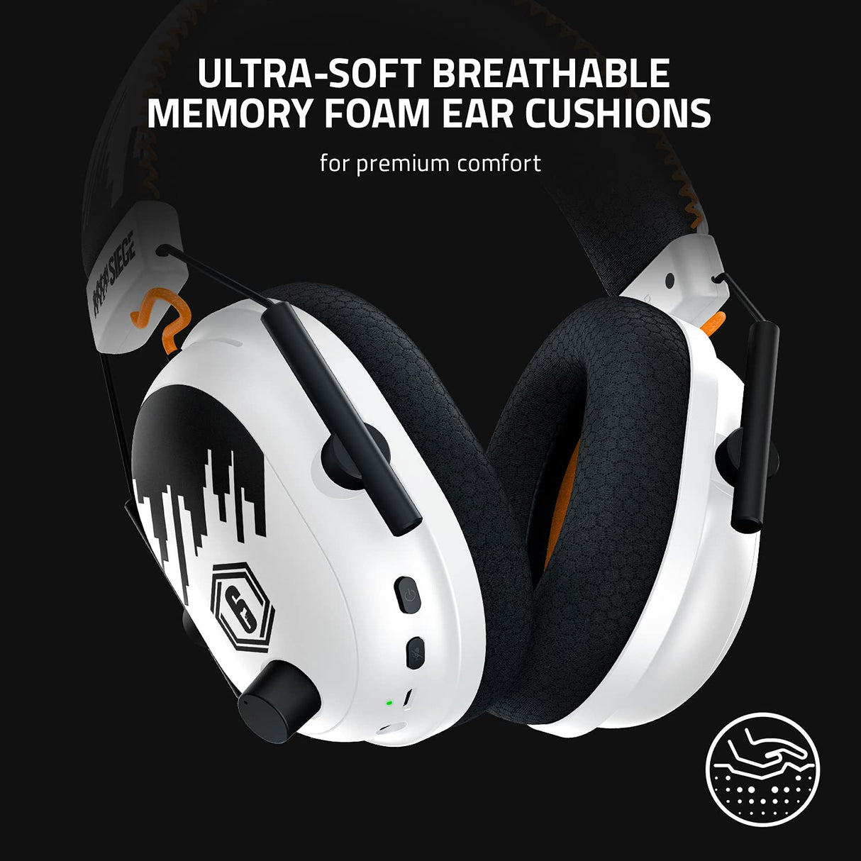 Razer BlackShark V2 Pro - Auriculares Inalámbricos para Esports (Diafragmas de Titanio de 50 mm TriForce, Micrófono Supercardioide HyperClear, Cancelación Pasiva de Ruido Avanzada) Rainbow Six Siege